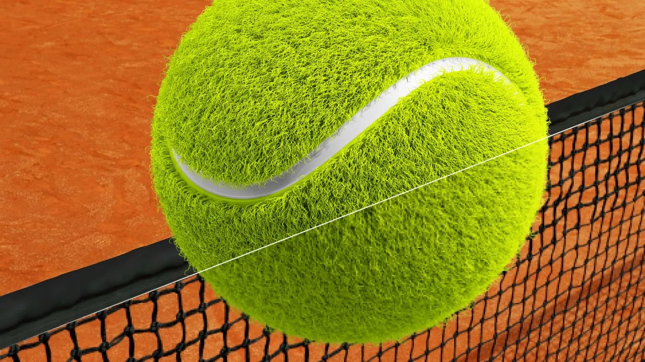 Tennis ball shown on net with 4K AI Upscaler applied Tennis ball shown on net with 4K AI Upscaler applied