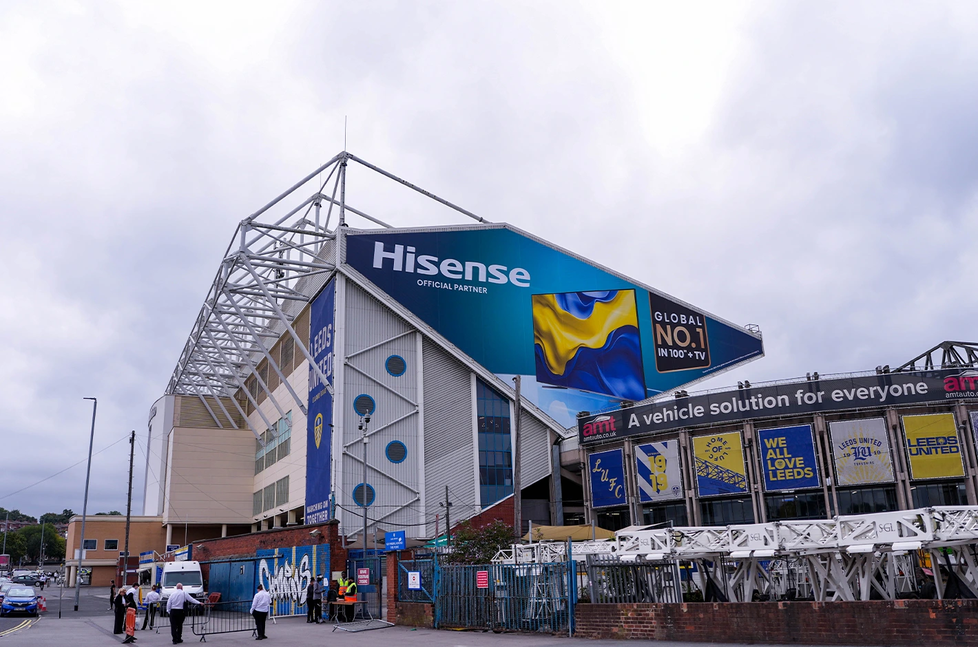 Elland Road Stadium with Hisense branding Elland Road Stadium with Hisense branding