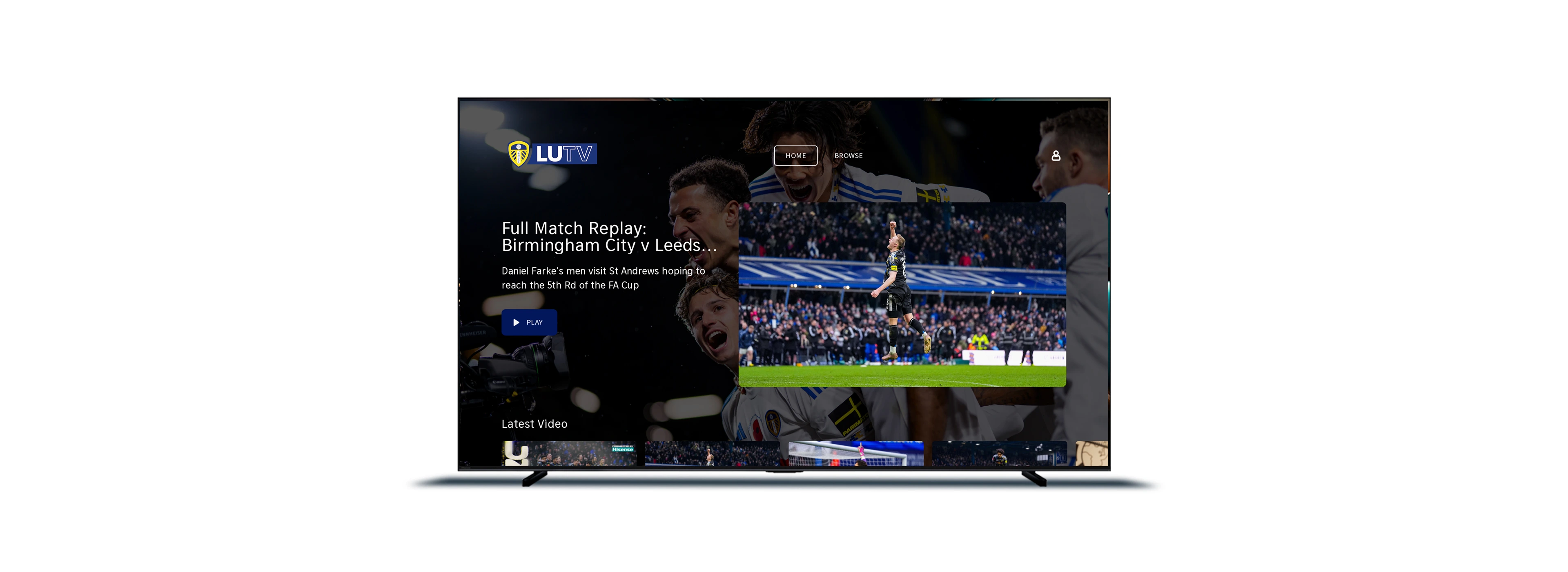 LUTV app screen shown on TV LUTV app screen shown on TV