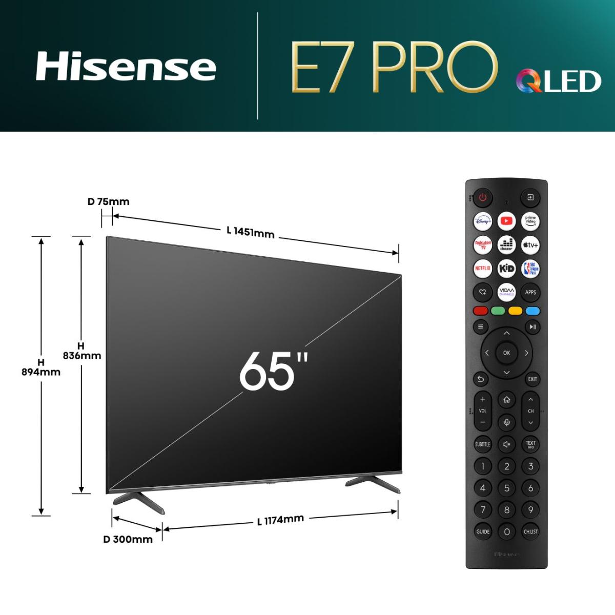 Hi-QLED Smart TV - Hisense 65E79NQ PRO Grigio 65" HD QLED