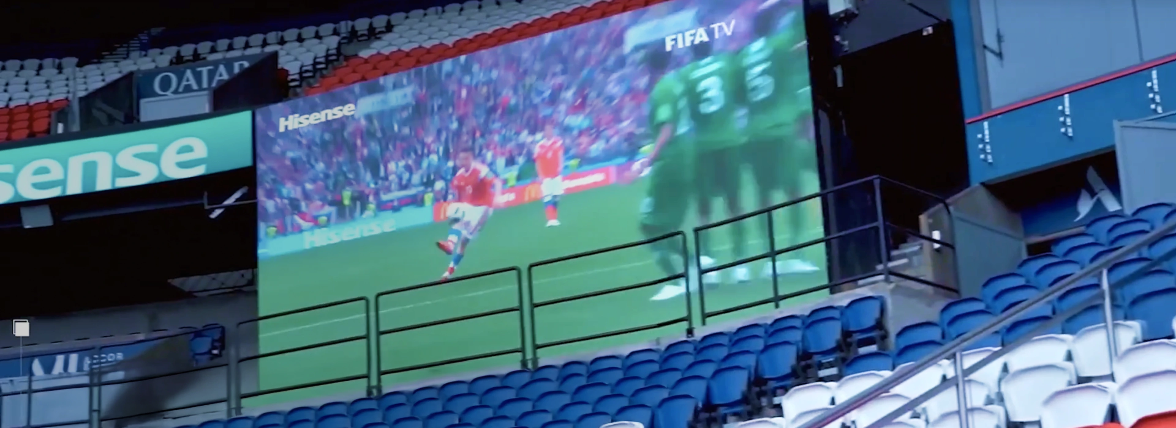 Hisense TV screen in football stadium Hisense TV screen in football stadium