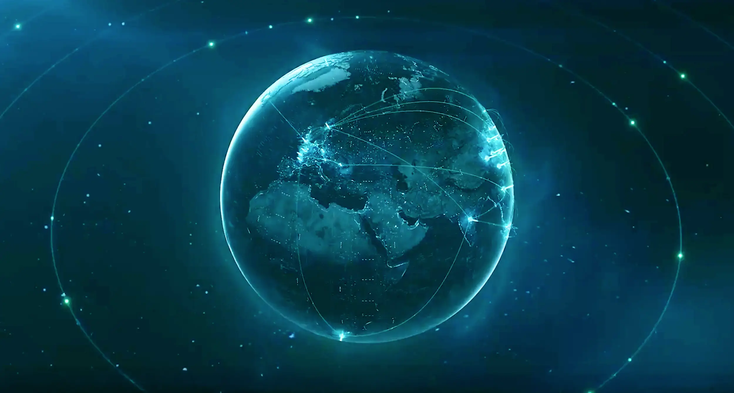 Stylised globe shown in space Stylised globe shown in space