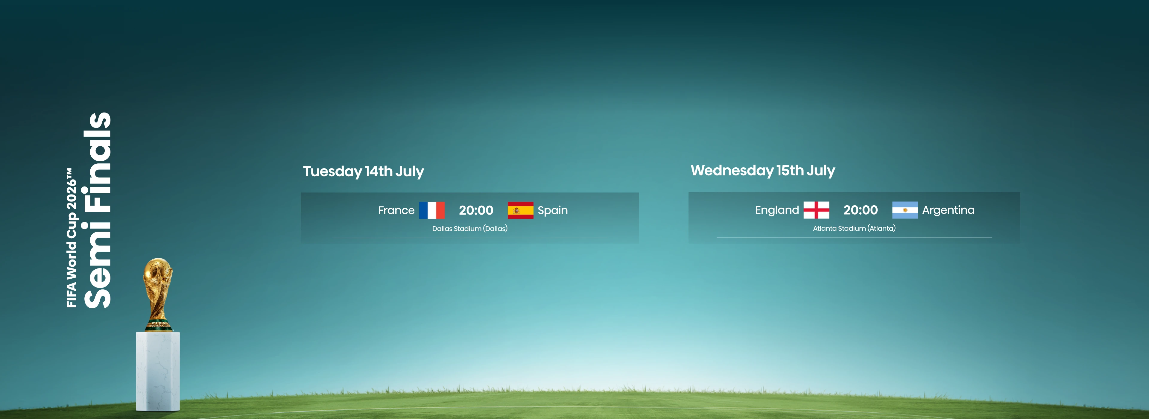 Graphic showing World Cup semi final fixtures Graphic showing World Cup semi final fixtures